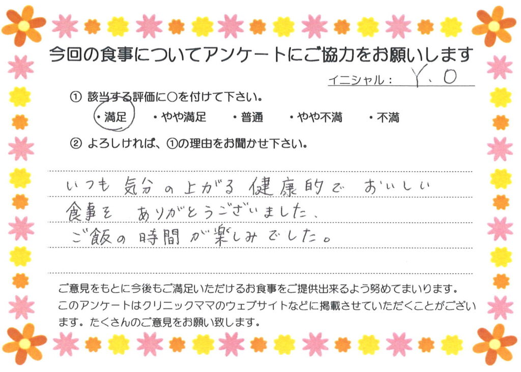 入院中のお食事に対するご感想 画像
