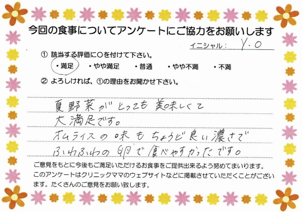 入院中のお食事に対するご感想 画像