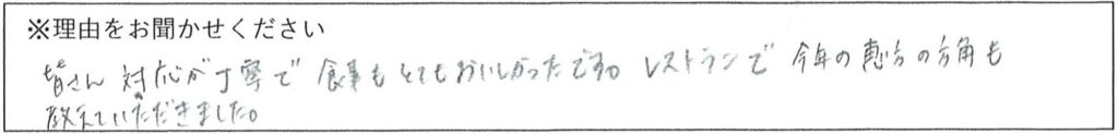 レストランスタッフの対応 画像