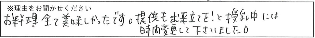 レストランスタッフの対応 画像
