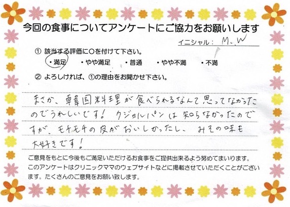 入院中のお食事に対するご感想 画像