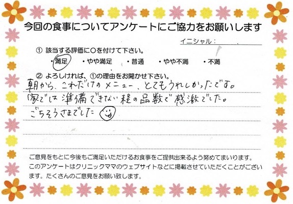 入院中のお食事に対するご感想 画像