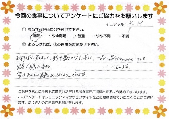 入院中のお食事に対するご感想 画像